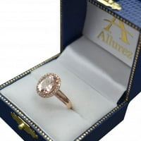 Dijamantni i ovalni ružičasti morganitni prsten u zlatu od 14k ruža