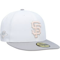 Muška nova era Bijela Siva Siva San Francisco Giants World Series Side Patch Persorics 59Fifty ugrađeni šešir