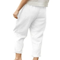 Beiwei žene dno su čvrste pantalone u boji ravne hlače za noge labavi ženski elastični struk mekani