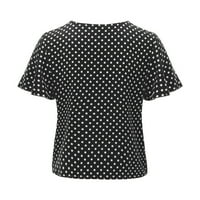Ženske majice kratkih rukava čipkani gumb Gumb za ispis dno košulje Top Tuntic Tops