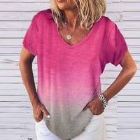 Žene casual v-izrez Fading Color Majica kratkih rukava bluza plus veličina, s m l xl 2xl 3xl 4xl 5xl