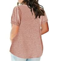 Cacommmark PI Ženski vrhovi čišćenje ženske plus veličine majica seksi v-izrez čipka bluza casual labav