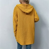 Njshnmn Ženski dugi rukav otvoren prednji pleteni dugi džemper ženski plus veličine kardigan džemper,