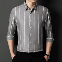 Polo košulje za muške modne ležerne jednostavne korejske tanke prugaste majice s dugim rukavima