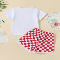 4. jula Dječja odjeća u SAD-u zastava Skraćena majica kratkih rukava Top plairani kratke hlače Dečji
