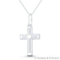 Fancy Christian Catholic Latin Cross Latweeght privjesak i ogrlica od lanca u. Srebrna srebra