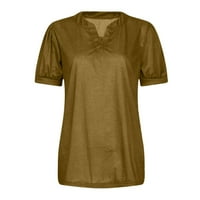 Lovskoo Womens Ljetni vrhovi kratkih rukava Trendy Vintage tiskani uzorak casual bluza zlato