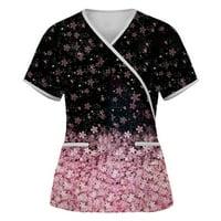 Ženski vrhovi Grafički print kratkih rukava Bluza Radna odjeća Dame Ljeto V-izrez Modni ružičasti S