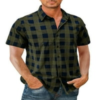 Prednjeg swwalk muške ljetne košulje kratki rukav vrhovi bluza za bluzu za odmor za odmor casual majica majica zelena l