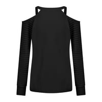 Ženski dugih rukava hladno rame na vrhu majica za žene Sparkly V izrez Casual Spring Tops dame bluze
