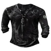 BELLELLA Ležerne majica dugih rukava za muškarce Henley T-majice Workout Hip hop košulje Tee Black M