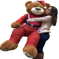 Giant Božićni medvjed mekan, nosi Santa Claus odijelo za stopala xmas teddybear smeđa