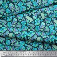 Soimoi Blue Japan Crepe Saten Tkanini Snowflakes & Diamond Geometrijski print Šivaći tkaninu dvorište
