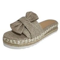 Prozračna ženska ljetna tkanina ravna plaža cipele otvorena klizanje na sandalama Bow ženske sandale