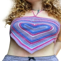 Žene Halter CAMI TOP FORTS bez rukava za ispis srca Crochet Camisole