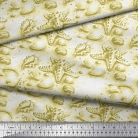 Soimoi ljubičasta satenska svilena tkanina Shell & Starfish Ocean Ispis tkanina od dvorišta široko