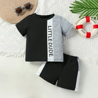 Dječaci odjeća s kratkim rukavima blok blok slova Ispis T košulje na vrhu kratkih hlača Outfits ljetne