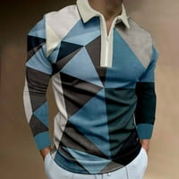 Muška Ležerna jesen Geometrija Ispiši majicu Ovratnik dugih rukava majica za majicu za muškarce Plain