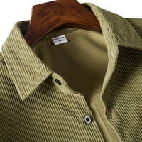 Muška majica Muška ležerna košulja čvrste košulje dugih rukava Džep sa spuštenim ovratnikom Top zelena