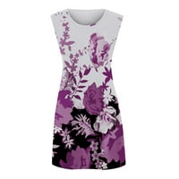 Za žene Trendy midi cvjetna boemska haljina swing boho rukava s rukavima ljubičasta xxl