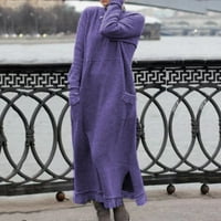 Haljine za sunčanje za žene modna crewneck dugih rukava pulover čipke labave velike veličine maxi haljine