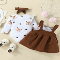 Dojenčad za bebe djevojke Proljeće Jesen Odjeća s dugim rukavima FO PRINT ROMPER sa remenom bez rukava