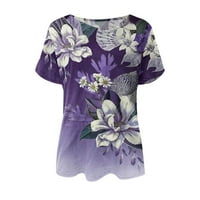 Dyfzdhu majica za žene vrhove za žene kratki rukav ljetni modni casual čvrsta tiskana majica boja blok