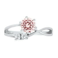 0,96ct okrugli rez ružičasti simulirani dijamant 18k bijeli zlatni godišnjički angažman kamena prstena