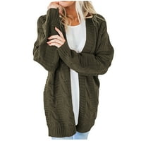Čvrsti džemperi Kardigan za žene otvoreni prednji pulover s dugim rukavima Trendy Jesen zimski skakač