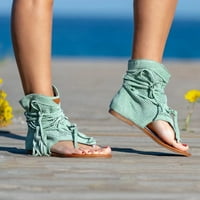 Žene Sandale Sawvnnm Žene Djevojke Retro boemske rešene sandale za rimske plažne cipele za odmor