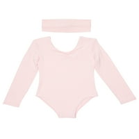 Petite Etoile Dancewear Toddler Girls dugih rukava ružičasta letard-bonus traka za glavu za balet i