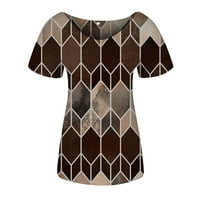 Ženski bluze Žene Ljeto vrhovi labavi tisak Mekane kauzalne majice kratkih rukava Top bluza Brown XXXXL