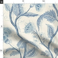 Pamuk Satens Stolcloth, 70 90 - plava vintage krema cvjetna svjetlost tradicionalna klasična print posteljina