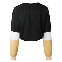Plus veličine za žene Jioakfa ženske dugih rukava s rapljivanjem boja dukserice pulover vrhove bluza