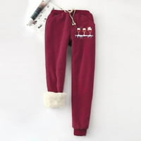 Zkozptok Ženske gamaše Fleece Plus Veličina Kašmire Debele hlače Zimske termalne božićne printske tajice