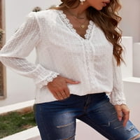 Ženske bijele bluze za vrat Vruće čipke Crochet Flowy Ležerne prilike Majice Malena SAD 4-6
