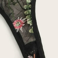 Yubatuo donje rublje za žene Moda plus veličine V-izrez BRA + THONG + podvezice donje rublje crna m
