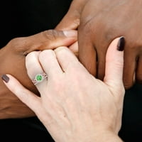 1. CT sjajan okrugli rez simulirani zeleni dijamant 18k Rose Gold Halo Pasijans sa akcentima Bridal