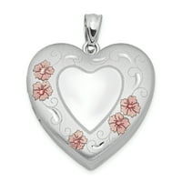 Sterling srebro emajlirana cvjetna pogranična srce Privjesak šarm Ogrlica s lancem koji drži slike Cvijeće