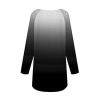 Strungten ženski casual plus sizelong sa rukavicama okrugla gradijentna tiskar za tisak TOP pulover