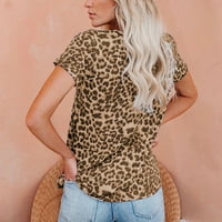 Ljetni vrhovi za žene Modne žene Leopard Tiskanje V-izrez Majica kratkih rukava Casual Tops bluza