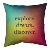 Artverse Citati višebojna pozadina Istražite DREAM Discover Quote Pillow-Fau Suede Veliki