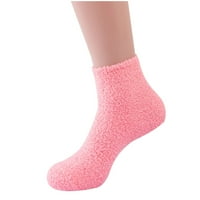 Vučite udobne žene muškarci sobni i zimski koralni flis Fleece Srednje cijev čarape ružičaste
