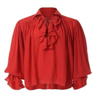 WASSERY MENS gusarska majica s dugim rukavima Gothic Steampunk ruffle top bluza Victorian Cosplay renesanse