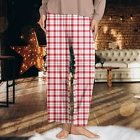 Puawkoer Womens Classic Plaid elastični pojas s elastičnim strukom Pantalone Ležerne kućne hlače Hlače