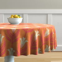 Pamuk Satens Stolcloth, 70 144 - cvjetna damaska ​​svijetla vintage krema Retro narančasta Funky Jednostavno