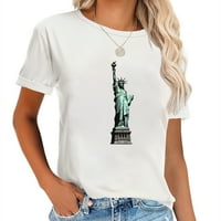 Kip Liberty New York City stilski grafički majica za žene, kratki ljetni vrh sa ličnosti Print Columbus