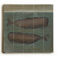 Artehouse Dekorativni drveni znak Whales od strane umjetnika Colette Cosentino, 18 18