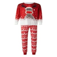 Podudaranje obiteljske božićne pidžame, dugi rukav jelen snjegavi pahuljicama pulover + hlače set