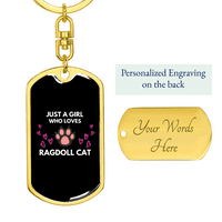 Djevojka voli nehrđajući čelik od nehrđajućeg čelika Ragdoll CAT ili 18K zlatni tag tag